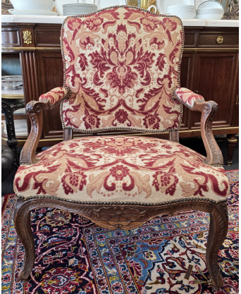 A French Louis XV Tapestry Armchair A French Louis XV Tapestry Armchair