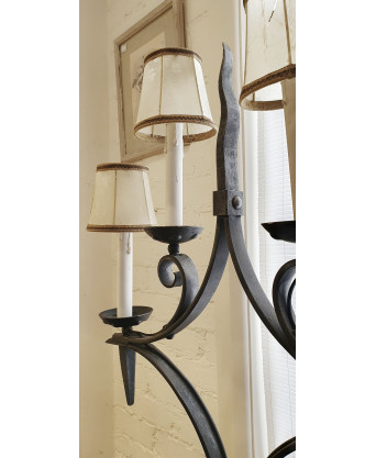 A Gothic Wrought Iron Candelabrum A Gothic Wrought Iron Candelabrum