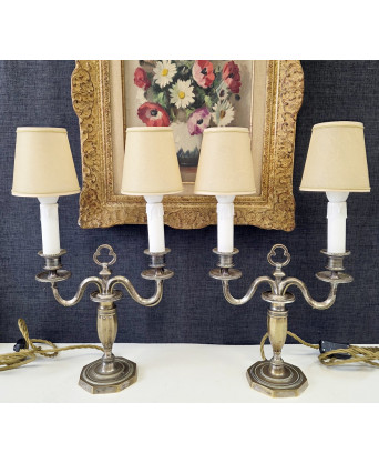 A pair of French Louis XVI Candlestick Lamps A pair of French Louis XVI Candlestick Lamps