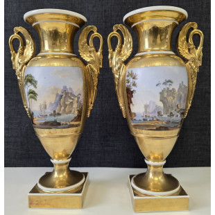 A pair of Paris Porcelain Empire Vases