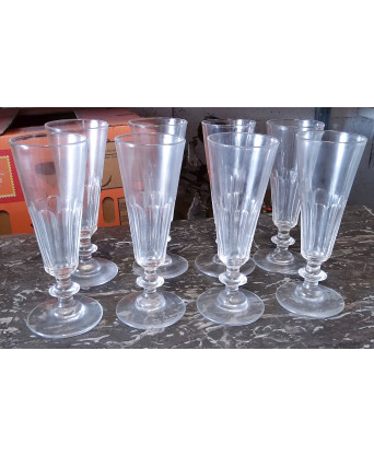A set of 8 Crystal Champagne Flutes