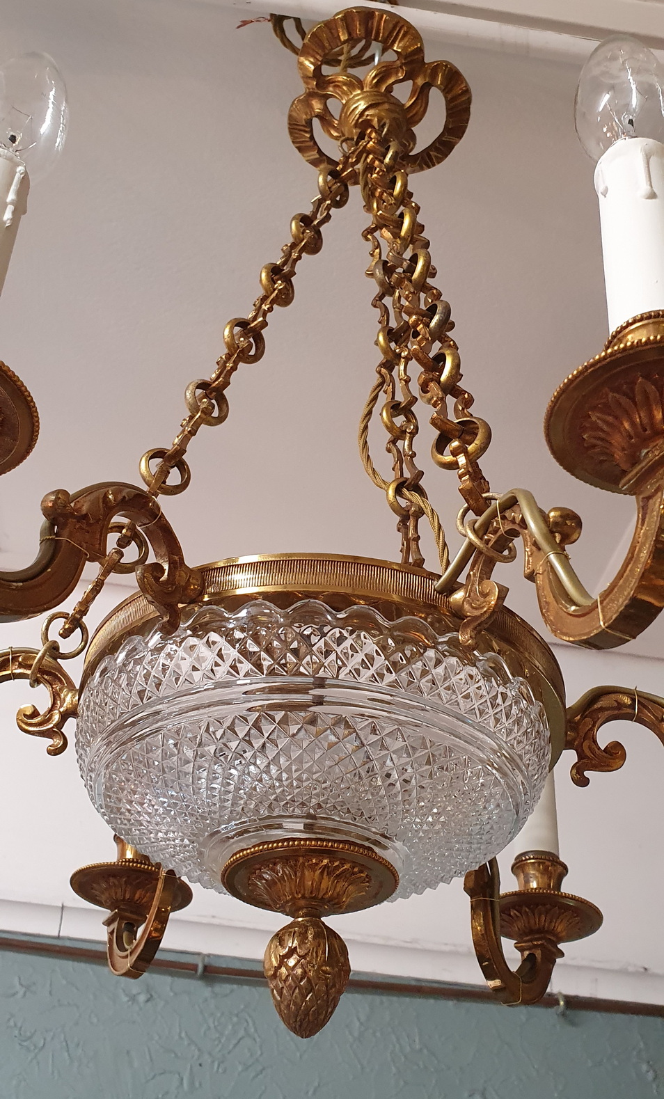 Pair of French Empire Style Crystal Chandeliers at