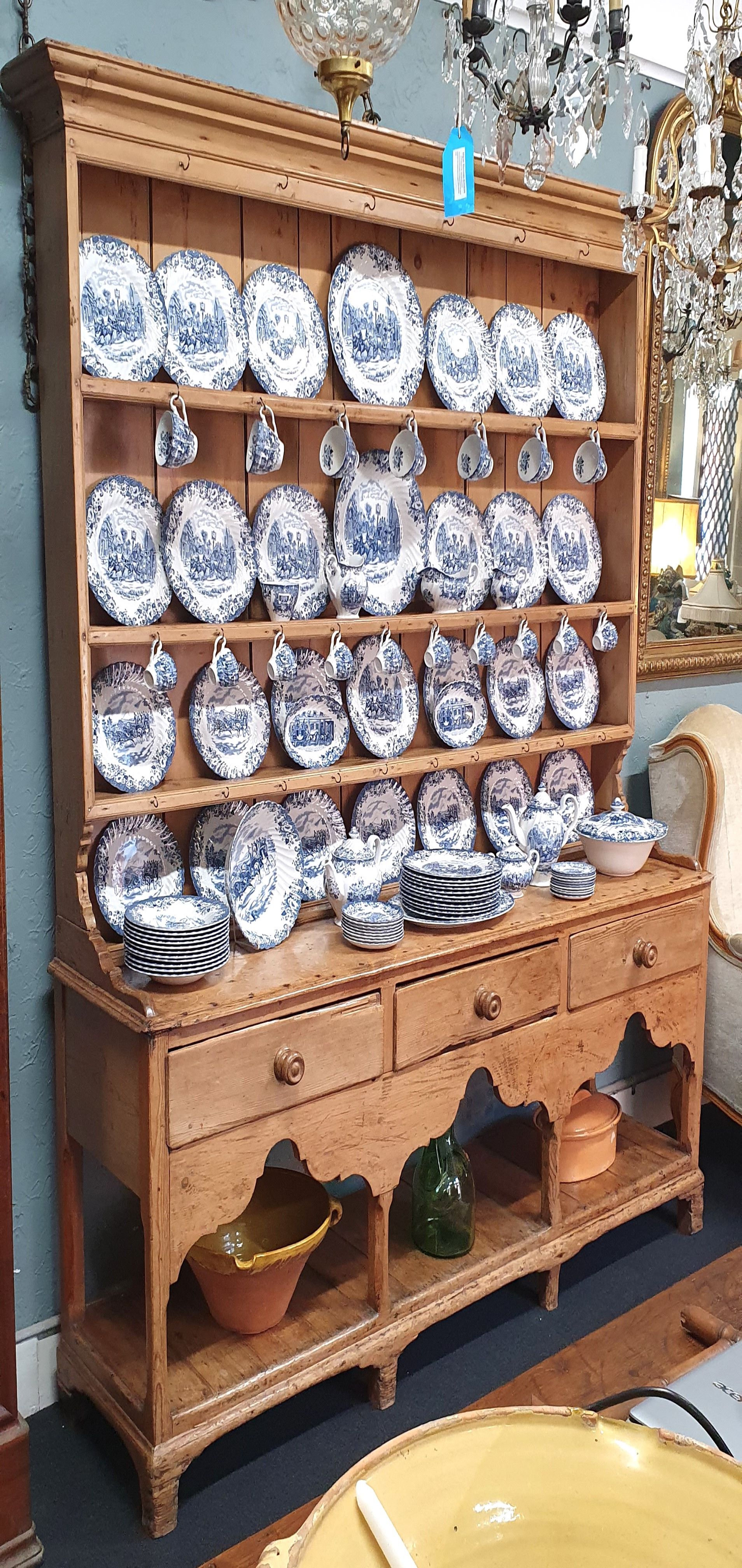 A 19th Century Welsh Dresser and Plate Rack A 19th Century Welsh Dresser and Plate Rack