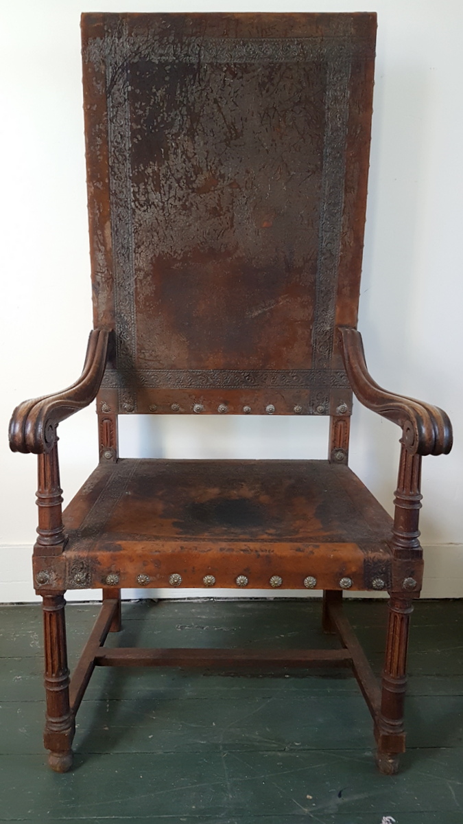 A Louis XIV Leather Armchair