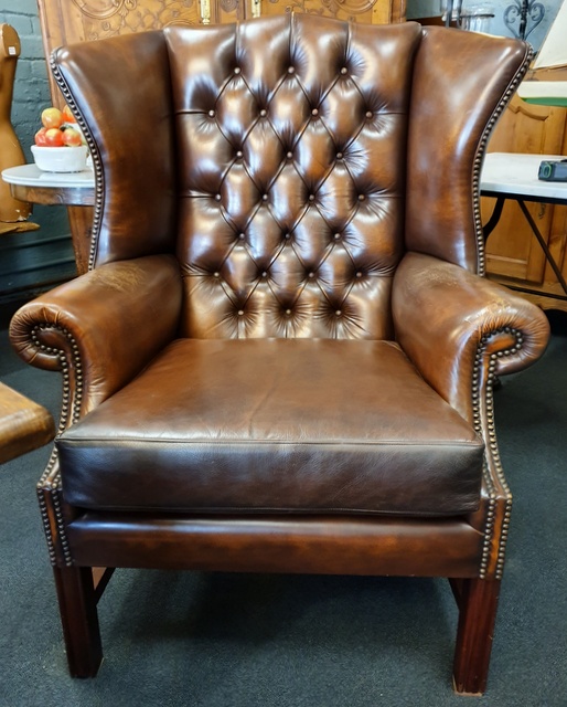 A pair of Wing-Back Library Armchairs