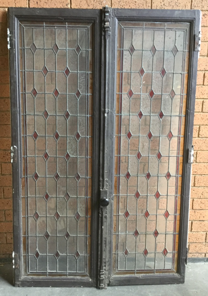 A pair of French Leadlight Windows